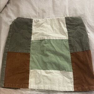 Patchwork Mini Skirt in Green, Brown & Cream